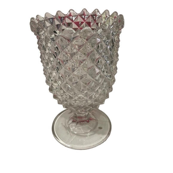 EAPG Sawtooth Diamond Hobnail Pressed Glass spooner 5 1/2 inches - Picture 7 of 9